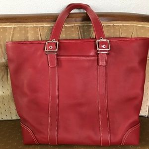 Coach red zip-top tote